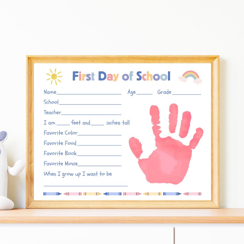First Day of School Handprint Art, Back to School Activity ...