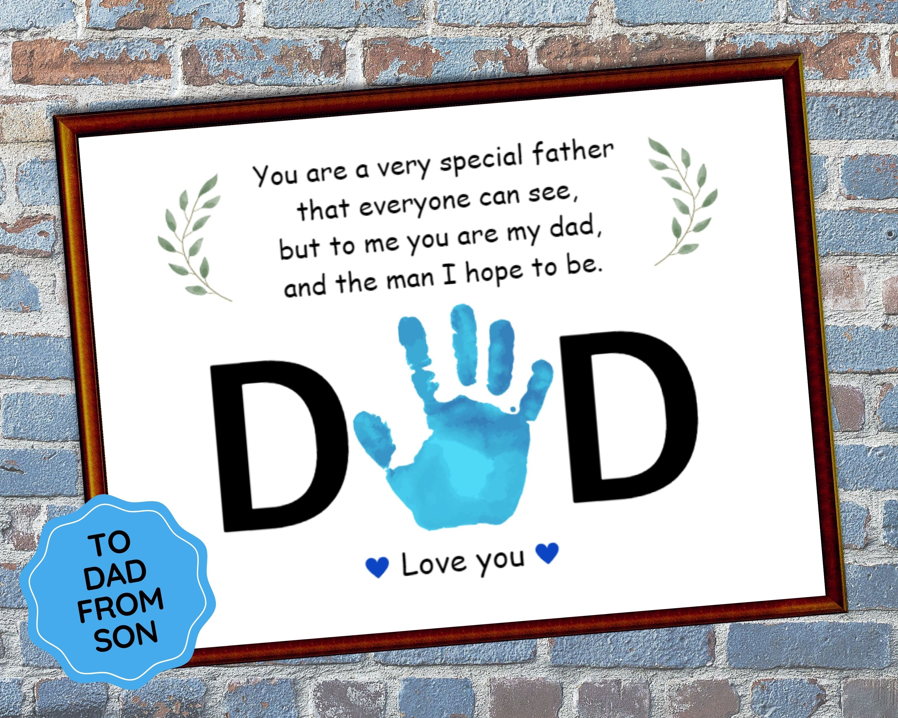 Father&#39;s Day Printable, Handprint Art Craft, Baby Toddler Kids Handprint Keepsake, Gift for Dad from Kids, Pre K Kindergarten, Poem for Dad