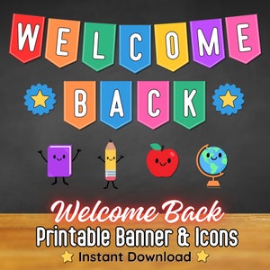 Welcome Back Printable Banner Back to School Bunting Classroom Welcome Back Printable Banner Back to School Bunting Classroom