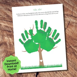 Handprint Art Tree Craft, Fathers Day Gift, Mothers Day Gift, Kids Valentines Day Craft, Preschool Activity Craft for Toddler, Kids DIY Gift