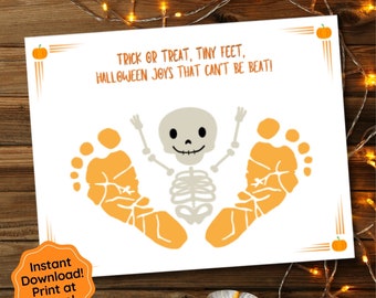 Halloween Footprint Craft, Baby's First Halloween, Handprint Art, Daycare Activity, Halloween Keepsake, Toddler Craft, Halloween Craft Kids