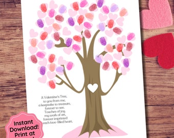 Valentines Day Handprint Art Fingerprint Art Keepsake, Toddler Preschool Kindergarten Activity, Gift from Kids Printable, Valentine Poem