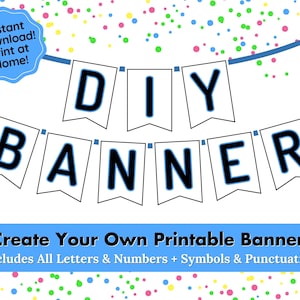Party Banner Printable, Birthday Banner, Custom Banner, Baby Shower, Party Decoration, Graduation Banner, Bridal Shower, Boy Birthday, Blue