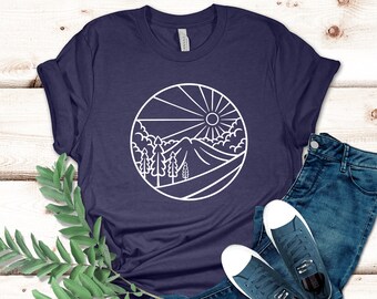 Berg Shirt, minimalistisches Berg Shirt, Berg Silhouette Shirt, Wandern Shirt, Camping Shirt, Abenteuer Liebhaber Shirt, Wandern Geschenk