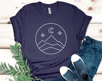 Berg Shirt, minimalistisches Berg Shirt, Berg Silhouette Shirt, Wandern Shirt, Camping Shirt, Abenteuer Liebhaber Shirt, Wandern Geschenk
