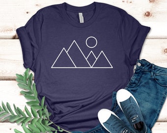 Berg Shirt, minimalistisches Berg Shirt, Berg Silhouette Shirt, Wandern Shirt, Camping Shirt, Abenteuer Liebhaber Shirt, Wandern Geschenk