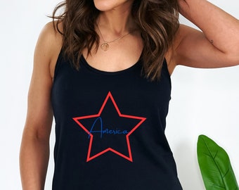 Women's America Star Racerback Tank, Patriotic Fourth of July Shirt, Independence Day Tank, USA Tank, American Tank, USA Shirt