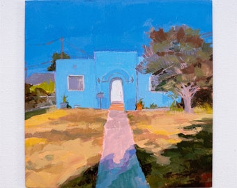 Original Painting San Pedro House on Carolina Street Gouache California