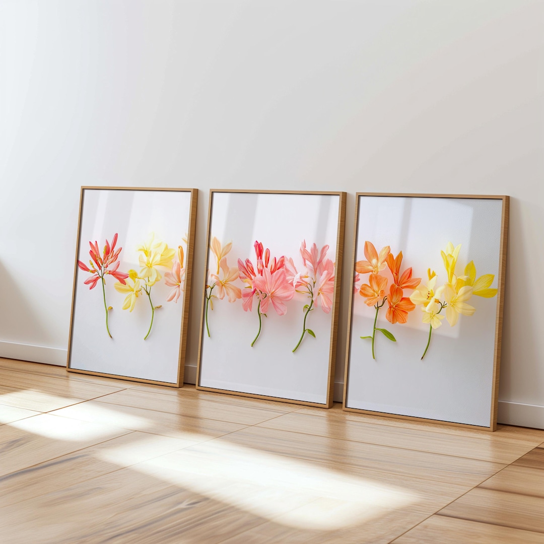 June Birth Flower Wall Art Set of 3 Printable Honeysuckle Triptych ...