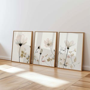 Botanical Wall Art Printable Set of 3, Modern Floral Triptych Digital ...