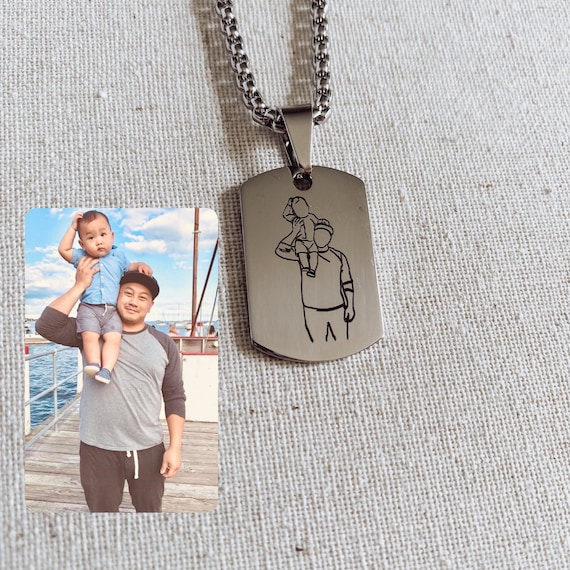 Father's day necklace engraved discount
