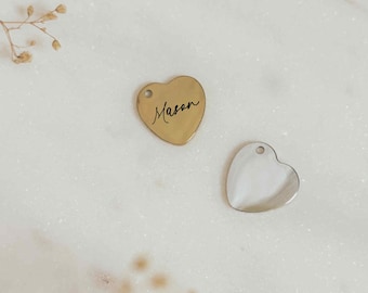 Gold Heart stainless steel charm, mama, grandkids names on heart, gold heart tarnish free pendant, custom name bracelet, kids names on charm
