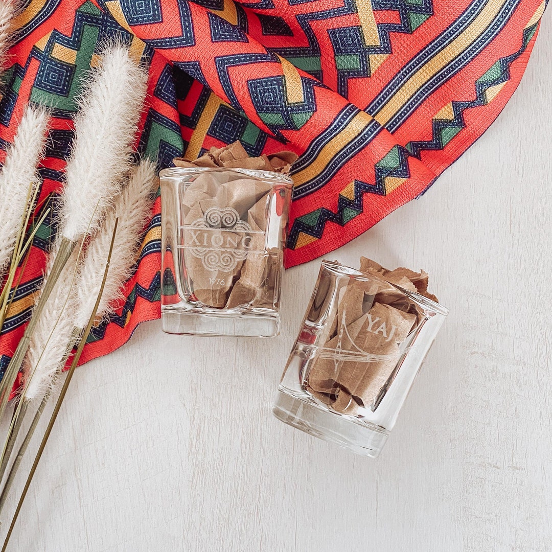 Hmong Design Shot Glasses, Hmong Last Name, Personalized Shot Glasses