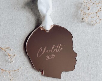 Baby's First Christmas Ornament: Mirrored Acrylic Silhouette Keepsake