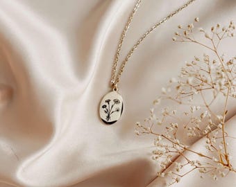 Family Birth Flower Bouquet Necklace, Stainless Steel Floral Jewelry, Grandma gift from grand kids, new mom gift from baby