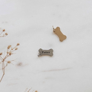 Personalized Dog Bone Charm: Stainless Steel Pet Name Pendant, rescue dog mom jewelry, charm for jewelry making