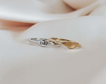 Engraved initial name ring, dainty gold pvd jewelry stainless steel, custom signet ring, baby name jewelry, mrs wife gift, dog mom ring