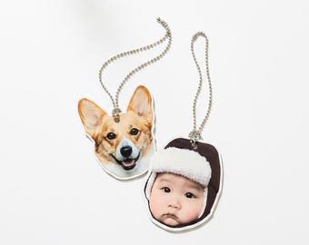 Your Favorite Faces, Personalized Photo Car Ornament, Custom Face Hanging Car Charm, Rearview Mirror Pic Ornament, Kids Pet Family Photo