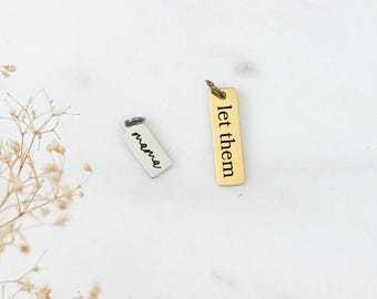 Mama stainless steel charm, personalized engraved necklace charm, gold tarnish free pendant, custom name bracelet, gold plated mom charm