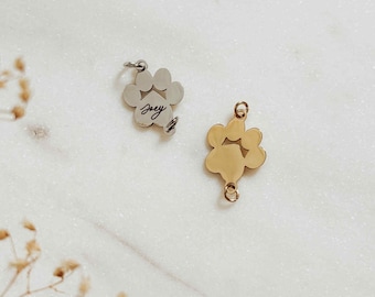 Personalized Dog Paw Charm Connector: Stainless Steel Jewelry Making Supply