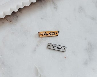 Mama stainless steel connector charm, personalized engraved necklace charm, gold tarnish free pendant, custom name bracelet, let them let me