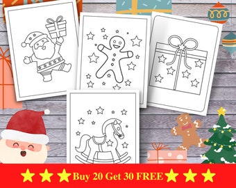 Amazing Christmas Coloring Pages, 20 Printable coloring Pages For Kids, Christmas Tree, Snowmen, Coloring Page Digital, Instant Download!