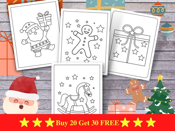 Amazing Christmas Coloring Pages, 20 Printable coloring Pages For Kids, Christmas Tree, Snowmen, Coloring Page Digital, Instant Download!