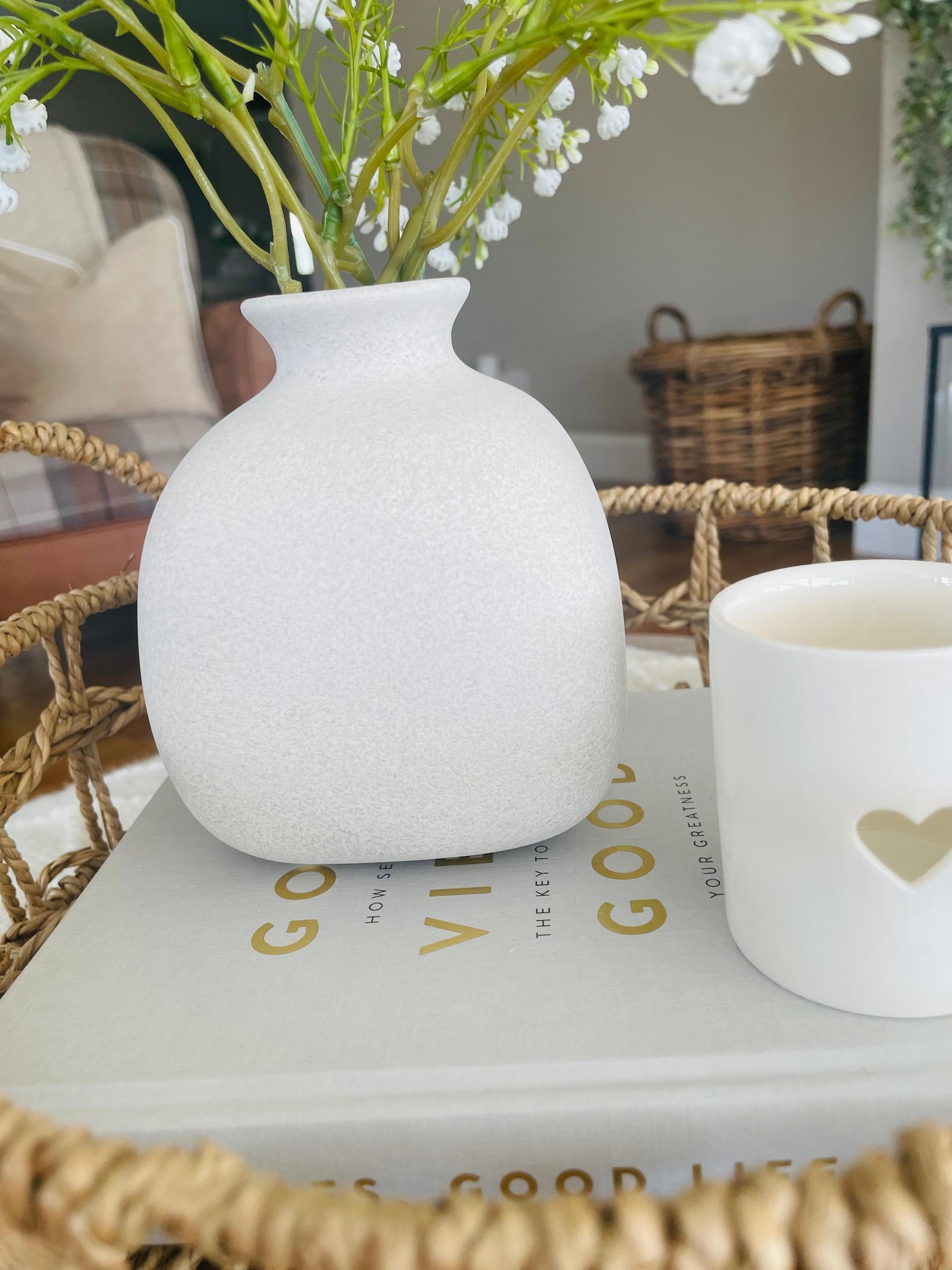 Tasha Textured Vase Neutral Rustic Modern Country Style Vase New