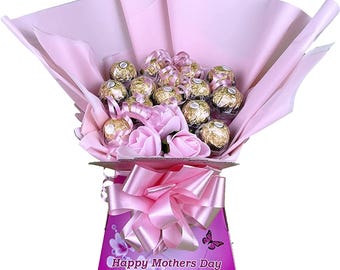 Ferrero rocher chocolate Flower Rose Sweet Tree Bow Bouquet Mothers Day Box mum Mom Nanna Grandma Nan For Her Gift Present Birthday Unique
