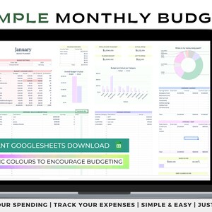 Budget Spreadsheet Simple | Finance Tracker with Monthly Bill Tracker, Debt Repayment, Expense Tracker, Income Tracker | Google Sheets