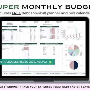 Budget Spreadsheet Finance Tracker with Monthly Bill Tracker, Debt Repayment, Expense Tracker Spreadsheet, Income Tracker | Google Sheets