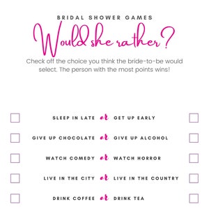 Would She Rather Bridal Shower Game**DIGITAL DOWNLOAD**