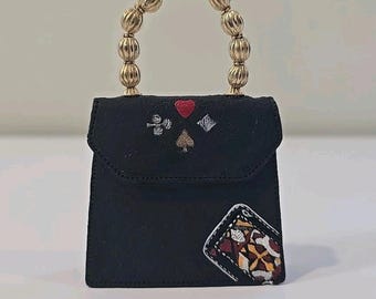 Vtg Just the Right Shoe Raine "Queen of Hearts" Black Miniature Purse #25326