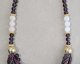 Vintage Purple Amethyst Beads With Gold Accents Necklace