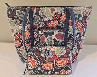 Vera Bradley Nomadic Floral Tote Bag Shoulder Bag Purse and Wallet Set