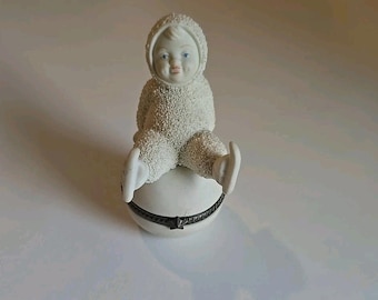 SNOWBABIES HARD LANDING Bisque Porcelain Hinged Trinket Box Department 56
