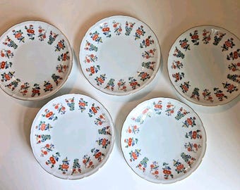 5 Meissen Kakiemon Japanese Arita Style Plates with Gold Trim