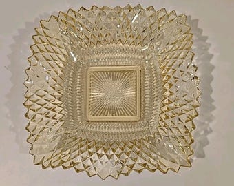 Vintage Yellow Gold Depression Glass Ruffled Indiana Small Candy Dish