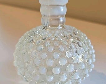 VTG Fenton Opalescent Moonstone Hobnail Bud Vase Perfume Bottle Decanter