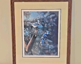 Kevin Daniel Art Print A Touch Of Blue - Bluejays 54/58 - Matted & Framed