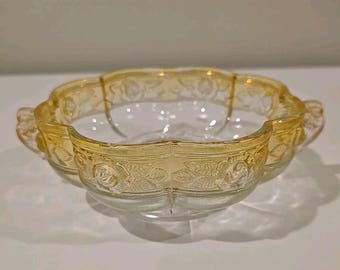Vintage 1950-60 Carnival Glass Aztec (Rose) Nut Or Candy Bowl Amberina