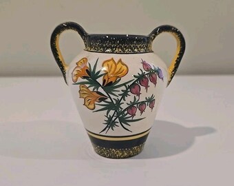 Small 4.5" Tall Henriot Quimper Double Handled Vase Signed