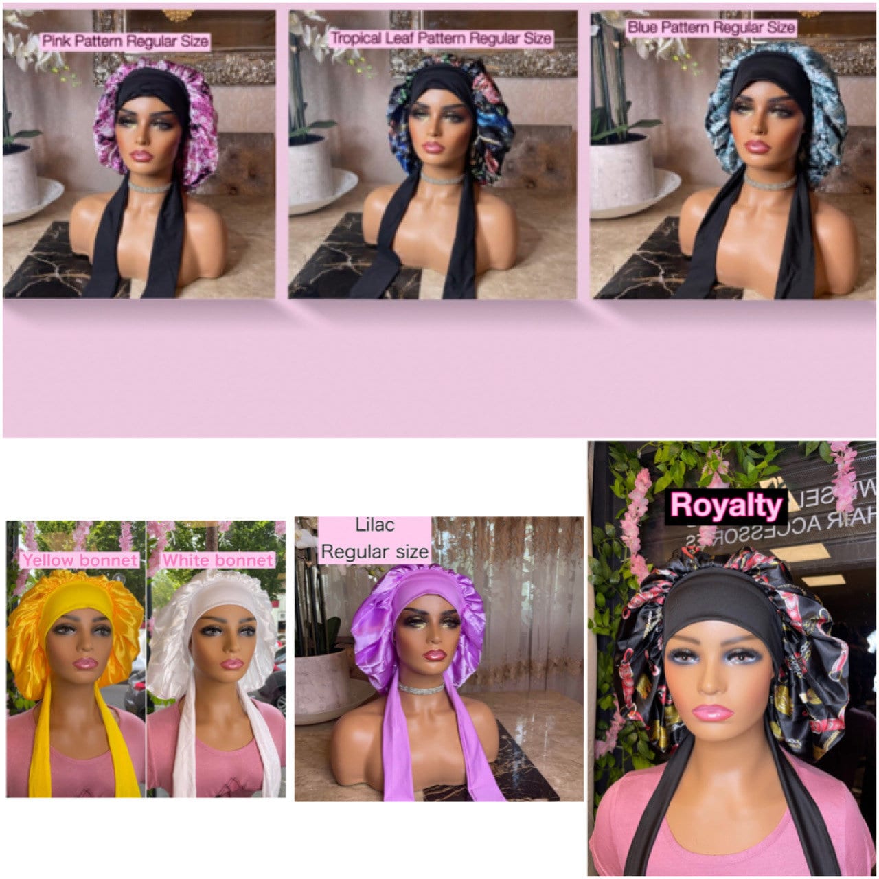 Lux Hair Bonnet (regular size), Luxury Satin Single & Double Lined, Adjustable Tie Bonnet for ALL Hair Types | Best Selling | Fast Shipping