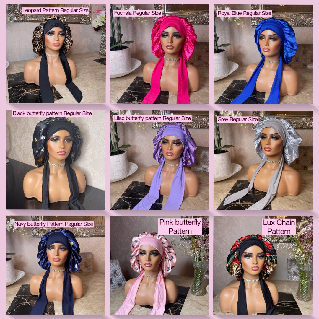 Lux Hair Bonnet (regular size), Luxury Satin Single & Double Lined, Adjustable Tie Bonnet for ALL Hair Types | Best Selling | Fast Shipping