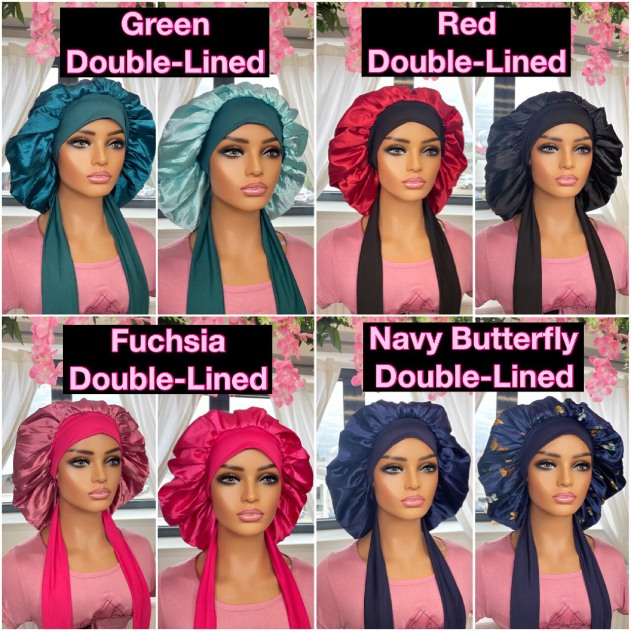 Lux Hair Bonnet (regular size), Luxury Satin Single & Double Lined, Adjustable Tie Bonnet for ALL Hair Types | Best Selling | Fast Shipping