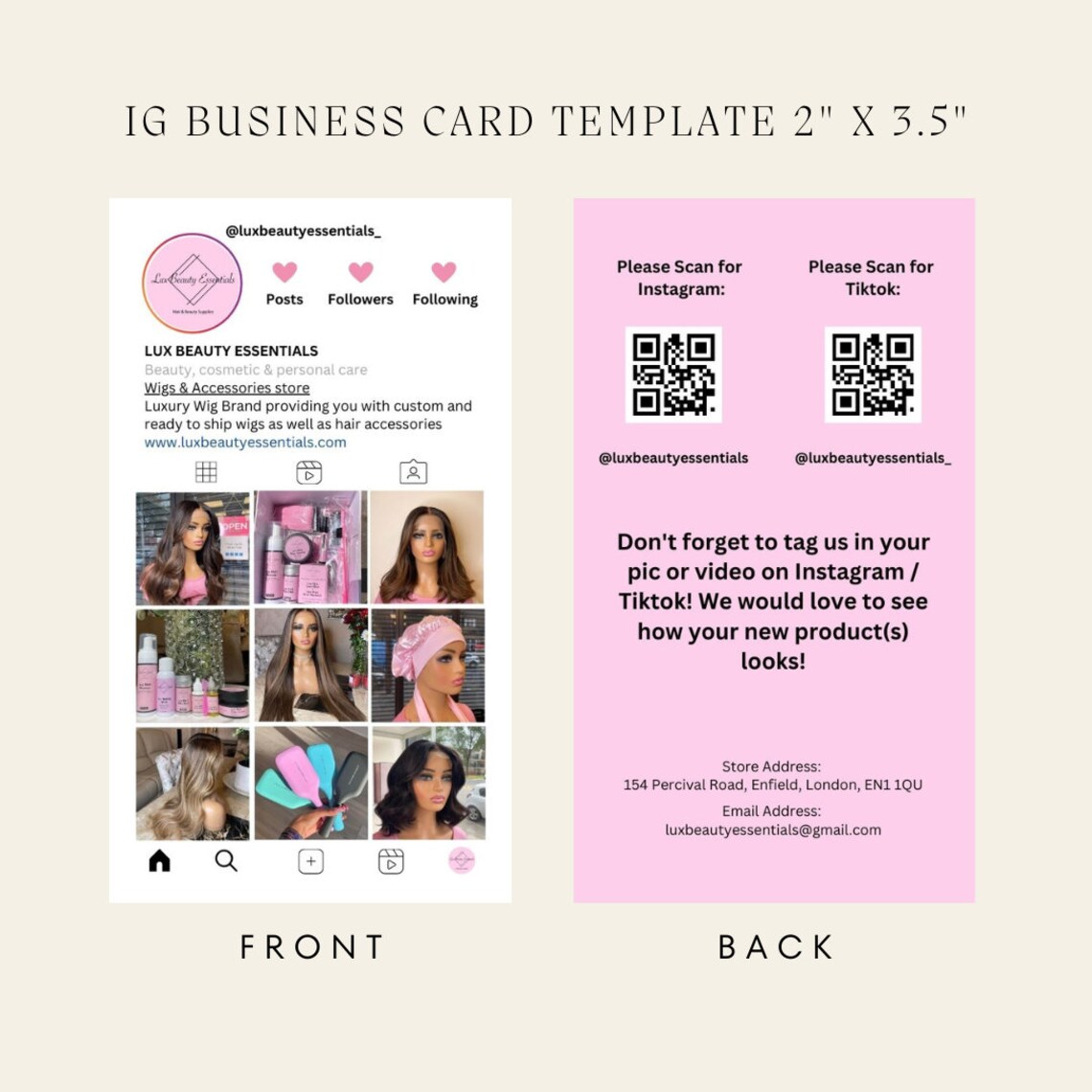 2023 NEW Instagram Business Card Template, Beauty Business Card ...