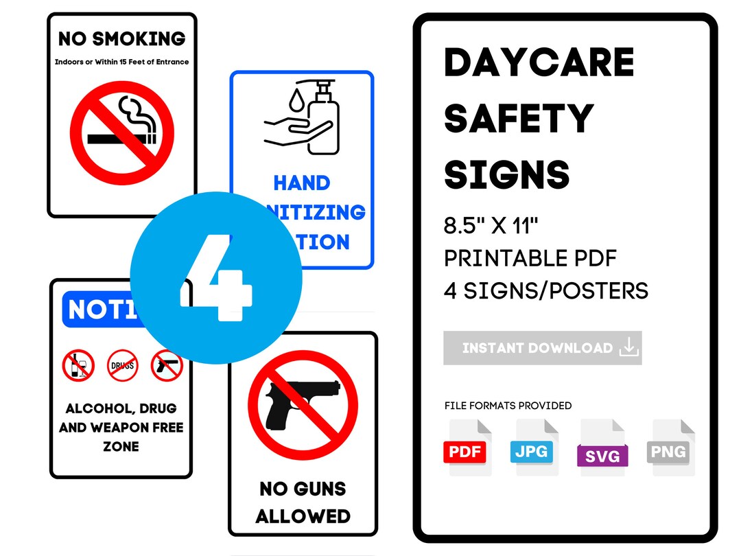 NO SMOKING SIGN Daycare Printable No Smoking Poster / No Etsy
