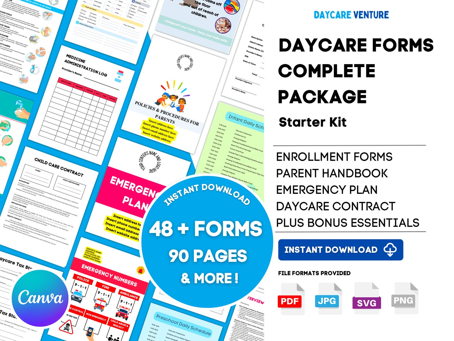 Daycare Forms Complete Package , Daycare Forms, Daycare Handbook, Daycare Policies, Daycare