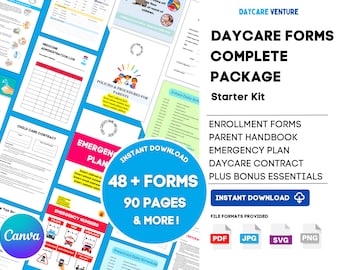 Daycare Forms Complete Package , Daycare Forms, Daycare Handbook, Daycare Policies, Daycare, Starting a Daycare,Printables, Emergency Plan