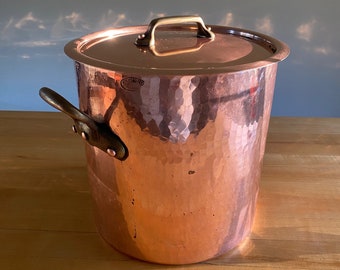 Vintage Villedieu French Copper Stockpot Au Pot Au Feu